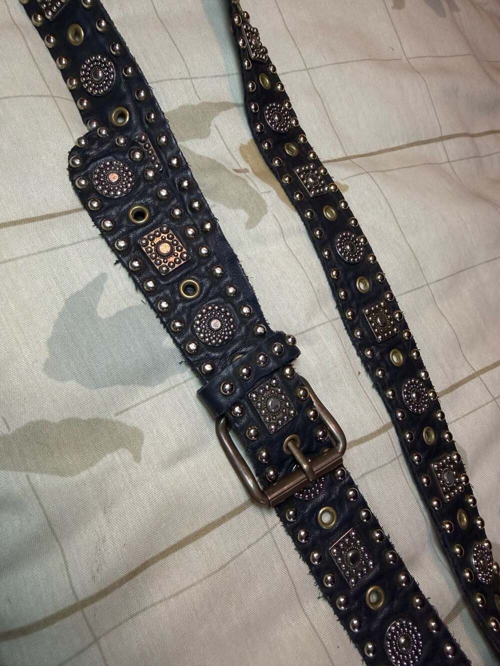 Vintage Leather Western Punk Rock Sand Castle Heavy Metal Black Belt Studded,